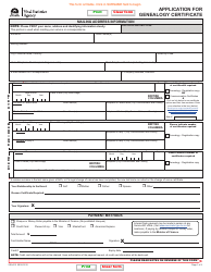 Form VSA013 Application for Genealogy Certificate - British Columbia, Canada