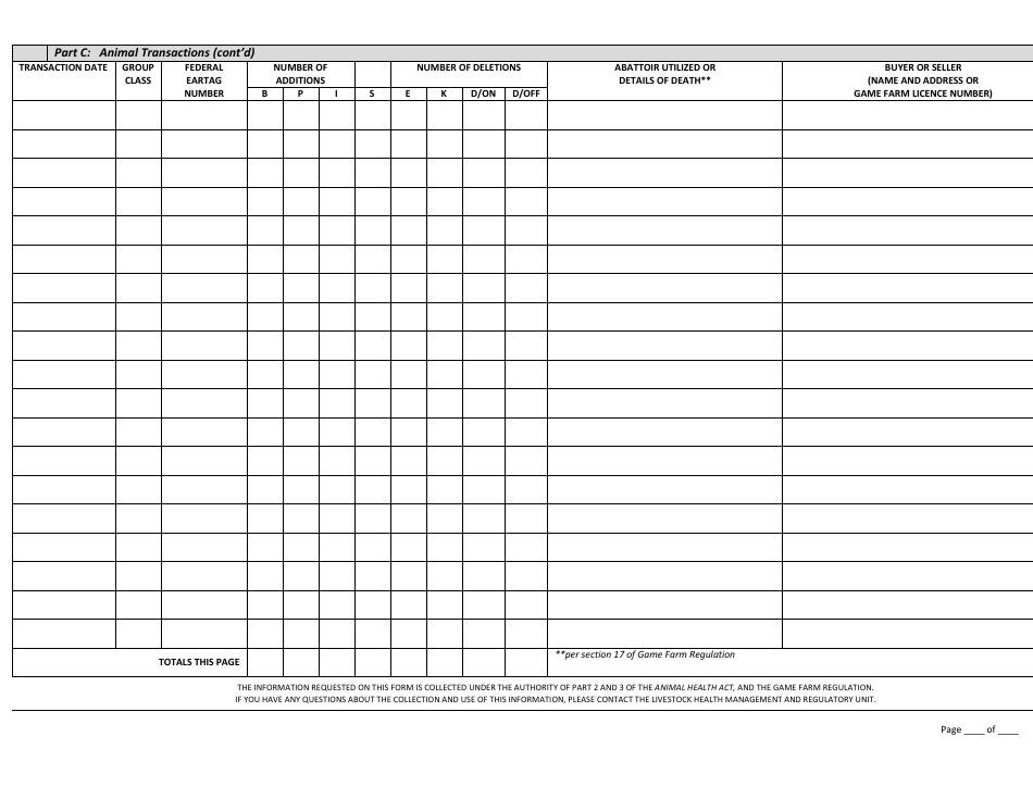 Bison Annual Inventory and Transaction Report - British Columbia, Canada, Page 2