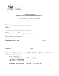 Document preview: Hide Dealer Licence Application - British Columbia, Canada
