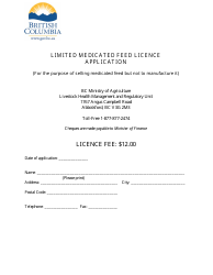 &quot;Limited Medicated Feed Licence Application&quot; - British Columbia, Canada