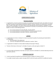Application Form - Licence to Purchase Live Poultry - British Columbia, Canada, Page 3