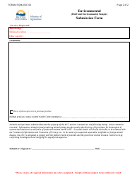 Form FQM-012E-00 Environmental Submission Form - British Columbia, Canada, Page 2
