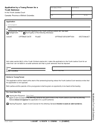 Document preview: Form YTH801 Application by a Young Person for a Youth Sentence - British Columbia, Canada (English/French)