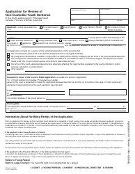 Document preview: Form YTH081 Application for Review of Non-custodial Youth Sentence - British Columbia, Canada