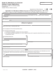 Document preview: Form SUP823 Order for Attendance of a Prisoner (Habeas Corpus Application) - British Columbia, Canada