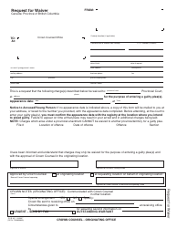 Form PCR301 Request for Waiver - British Columbia, Canada