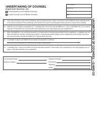 Form ADM859 Undertaking of Counsel - British Columbia, Canada, Page 2