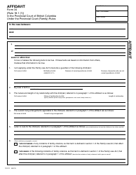 Document preview: PCFR Form 34 (PFA121) Affidavit - British Columbia, Canada