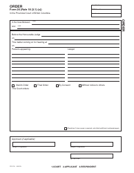 Document preview: PCFR Form 26 (PFA700) Order - British Columbia, Canada