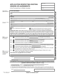 PCFR Form 2 (PFA004) Application Respecting Existing Orders or Agreements - British Columbia, Canada, Page 5