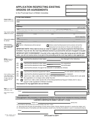 PCFR Form 2 (PFA004) Application Respecting Existing Orders or Agreements - British Columbia, Canada, Page 6