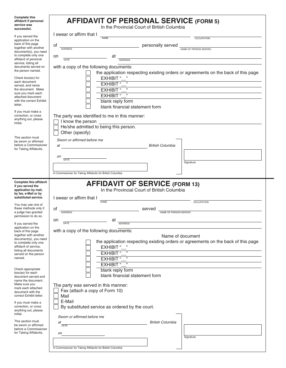 PCFR Form 2 (PFA004) Application Respecting Existing Orders or Agreements - British Columbia, Canada, Page 7