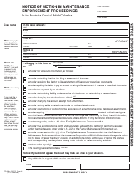 PCFR Form 24 (PFA067A) Notice of Motion in Maintenance Enforcement Proceedings - British Columbia, Canada, Page 4