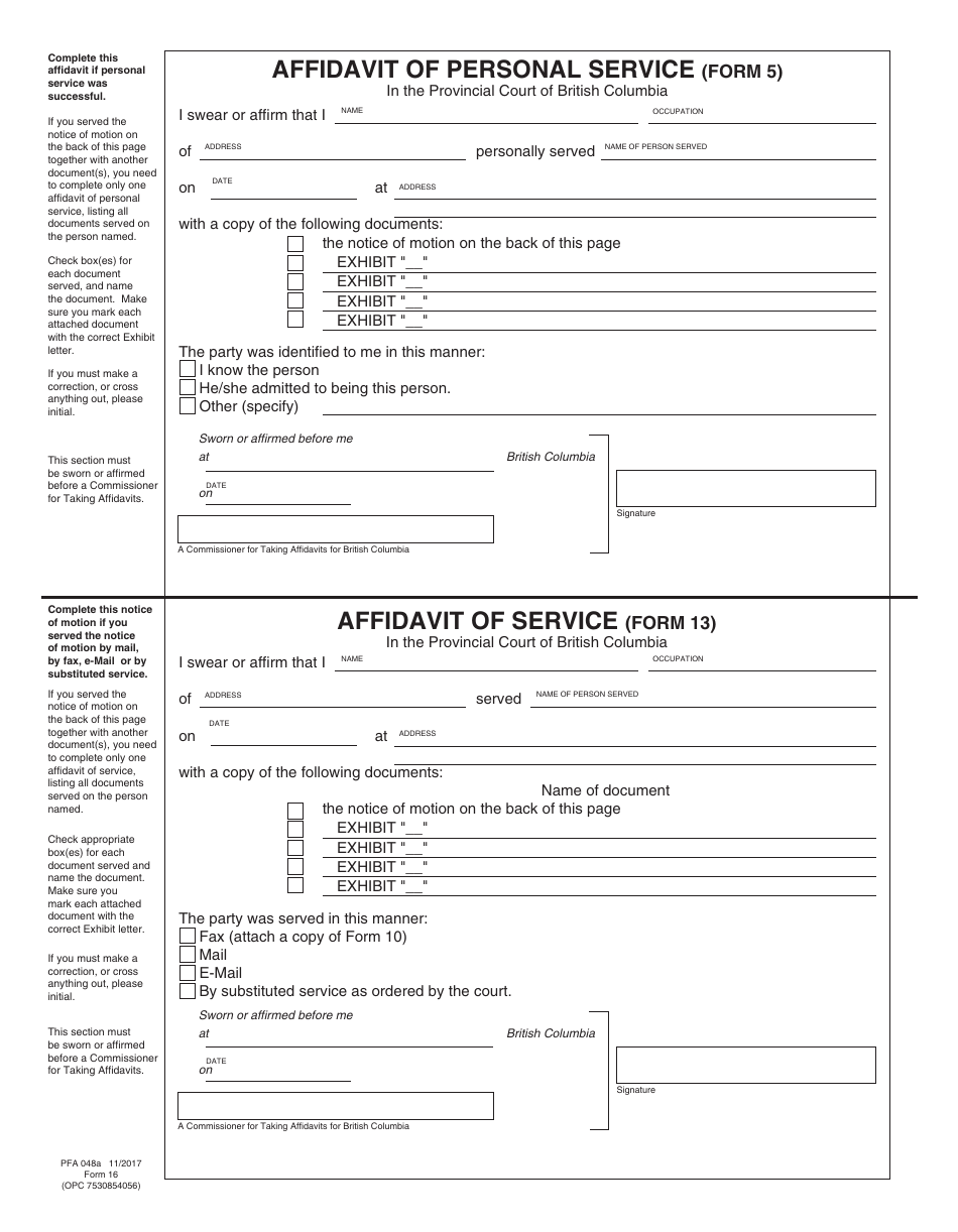 PCFR Form 16 (PFA048A) Notice of Motion - British Columbia, Canada, Page 7