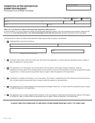 PCFR Form 31 (PFA909) Parenting After Separation Exemption Request - City of Courtenay, British Columbia, Canada, Page 2