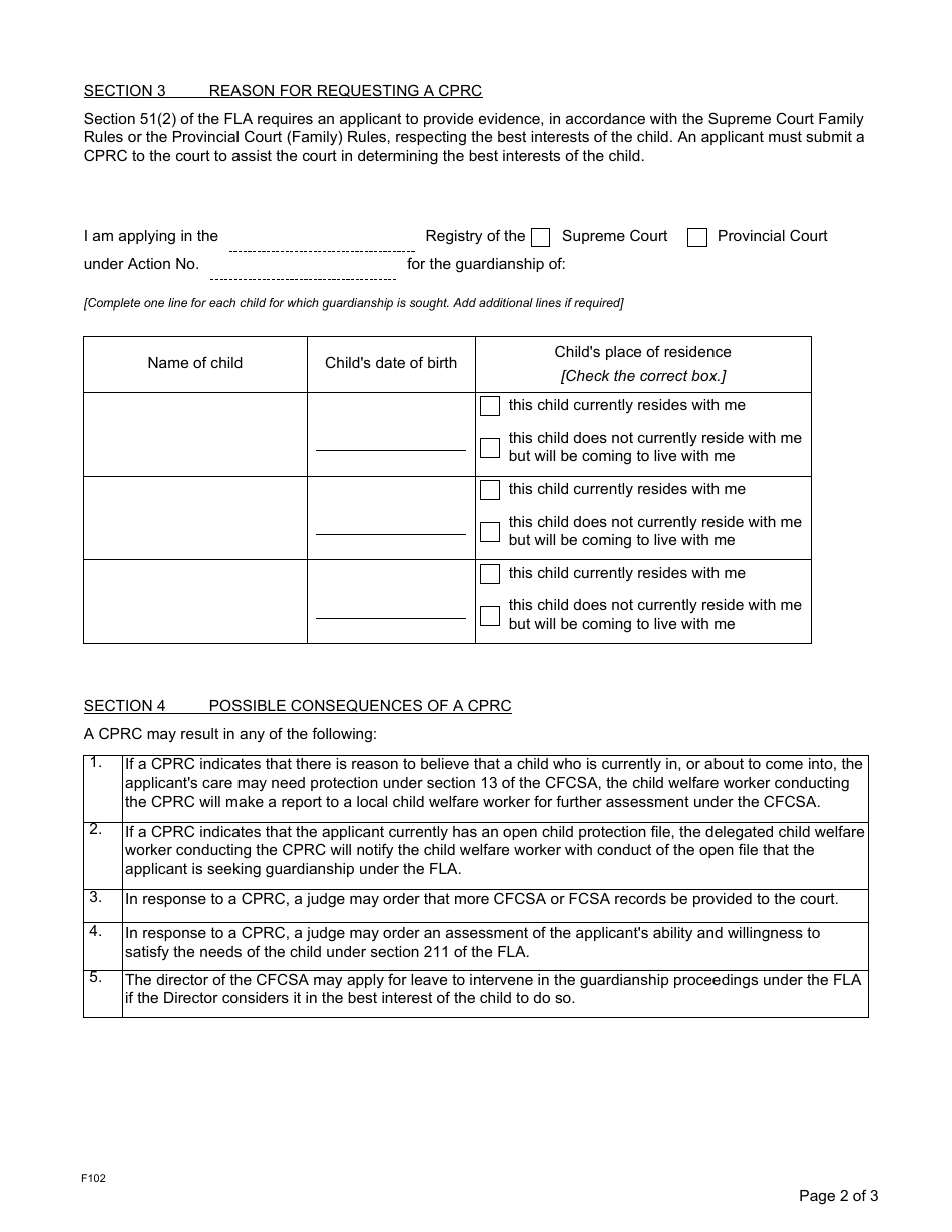 Form F102 Fill Out, Sign Online and Download Fillable PDF, British