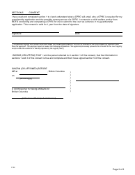 Form F102 &quot;Consent for Child Protection Record Check&quot; - British Columbia, Canada, Page 3