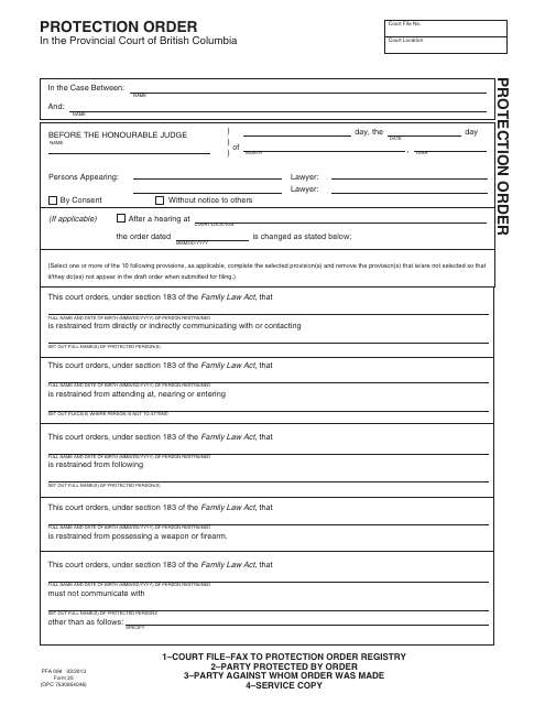 PCFR Form 25 (PFA098)  Printable Pdf