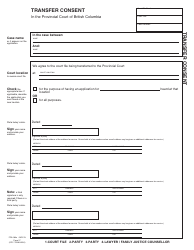 Document preview: PCFR Form 27 (PFA069A) Transfer Consent - British Columbia, Canada