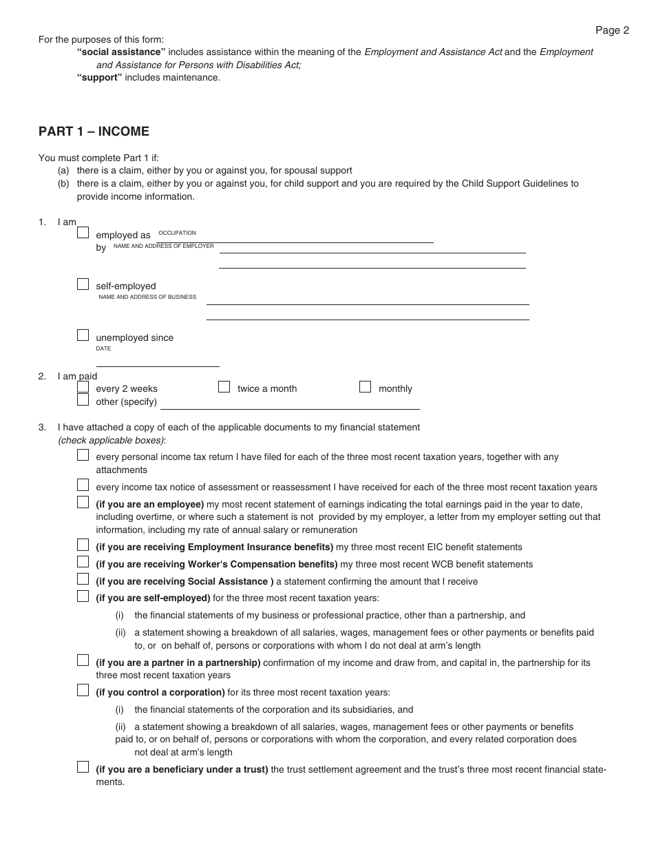 PCFR Form 4 (PFA022) Financial Statement - British Columbia, Canada, Page 5