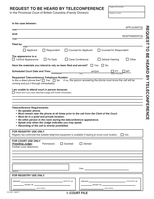 Form PFA893  Printable Pdf