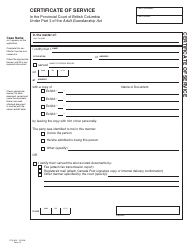 Document preview: AGA Form 12 (PFA853) Certificate of Service - British Columbia, Canada
