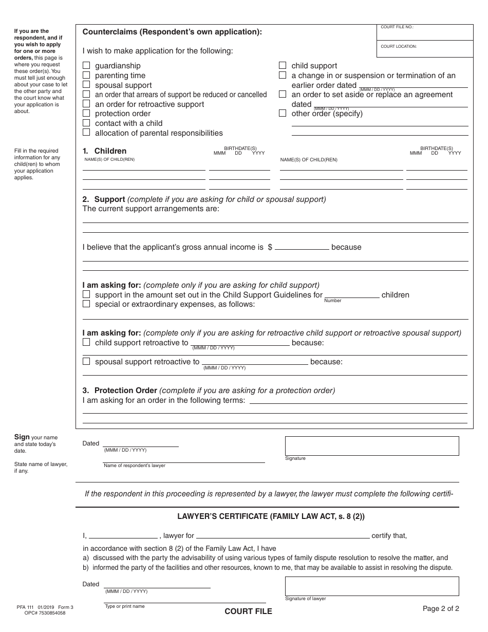 PCFR Form 3 (PFA111) Reply - British Columbia, Canada, Page 7