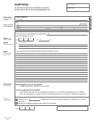 Document preview: AGA Form 9 (PFA851) Subpoena - British Columbia, Canada