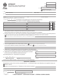 Document preview: Form H (PTR814) Affidavit - British Columbia, Canada (English/French)