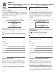 Document preview: Form E (PTR815) Federal Contraventions Violation Ticket Notice of Dispute - British Columbia, Canada (English/French)