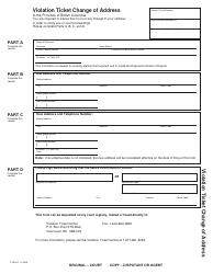 Form PTR805 Violation Ticket Change of Address - British Columbia, Canada (English/French)