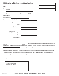 Document preview: Form PTR819 Notification of Adjournment Application - British Columbia, Canada