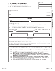 Document preview: Form PFA073 Statement of Finances - British Columbia, Canada