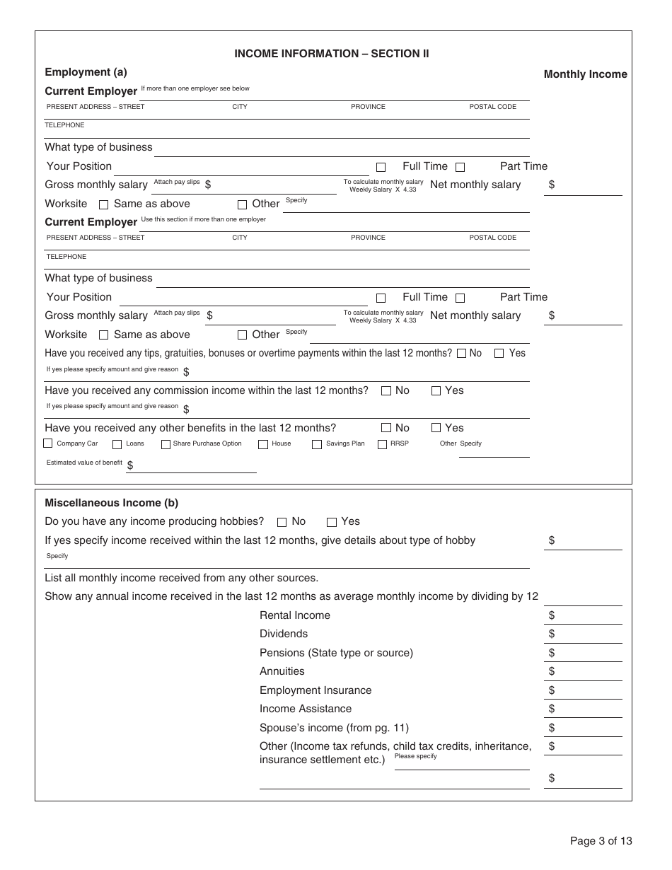 Form PFA073 Statement of Finances - British Columbia, Canada, Page 3