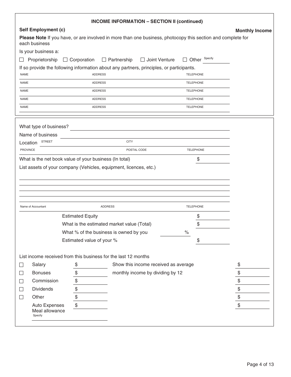 Form PFA073 Statement of Finances - British Columbia, Canada, Page 4