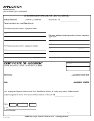 Document preview: Form SCL815 Application Registration (Or Renewal) of a Judgment - British Columbia, Canada