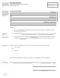 Document preview: SCR Form 30 (SCL833) Fee Declaration - British Columbia, Canada