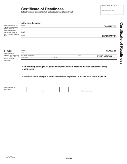 SCR Form 7 (SCL007)  Printable Pdf