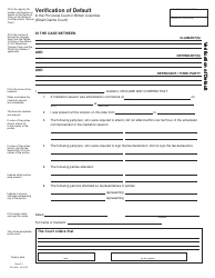 Document preview: SCR Form 31 (SCL834) Verification of Default - British Columbia, Canada