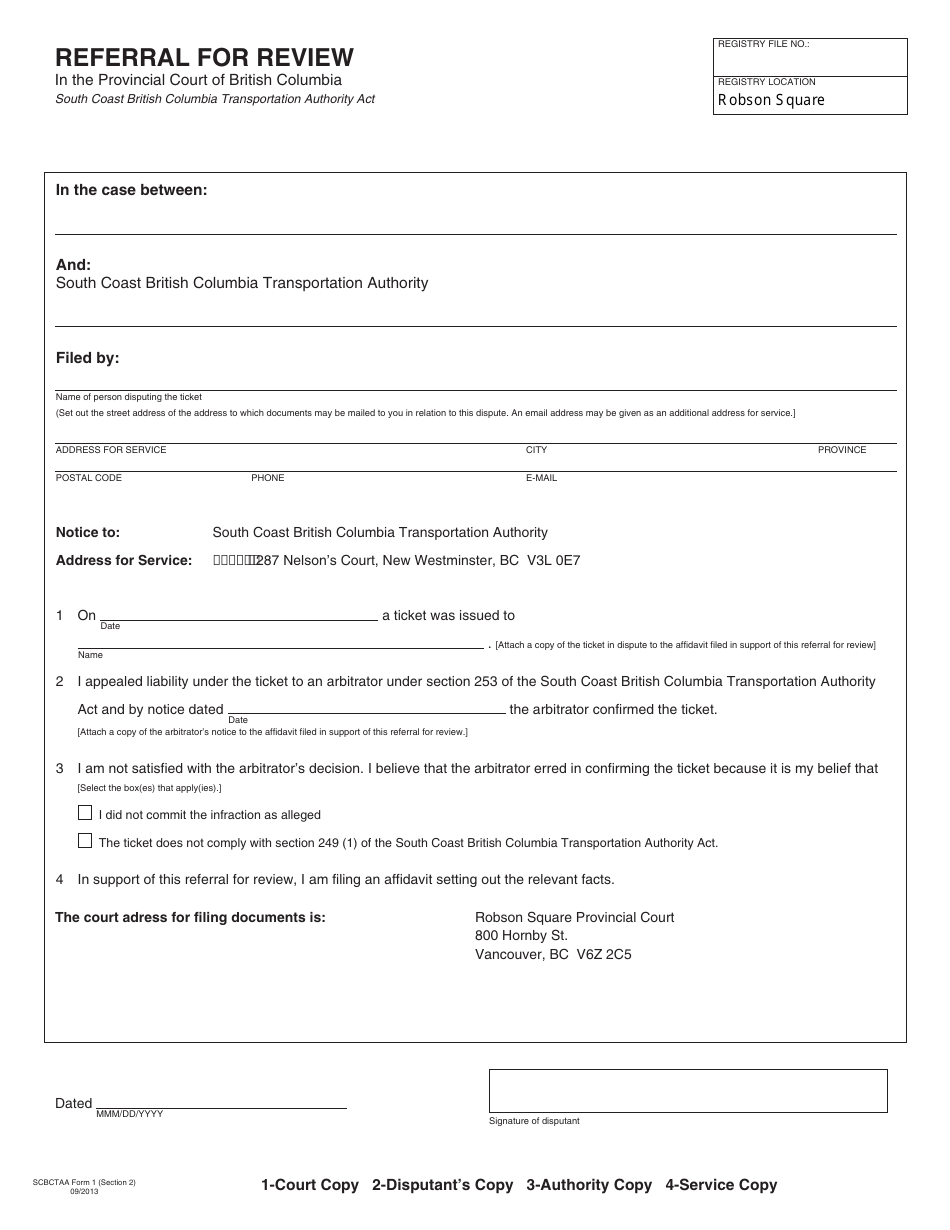 SCBCTAA Form 1 Referral for Review - British Columbia, Canada, Page 3