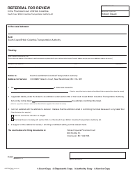 SCBCTAA Form 1 &quot;Referral for Review&quot; - British Columbia, Canada