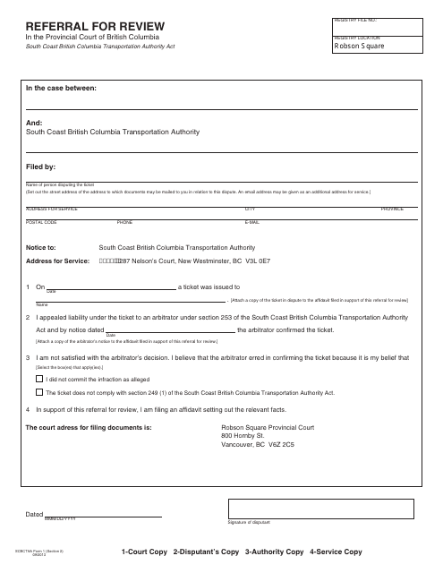 SCBCTAA Form 1  Printable Pdf