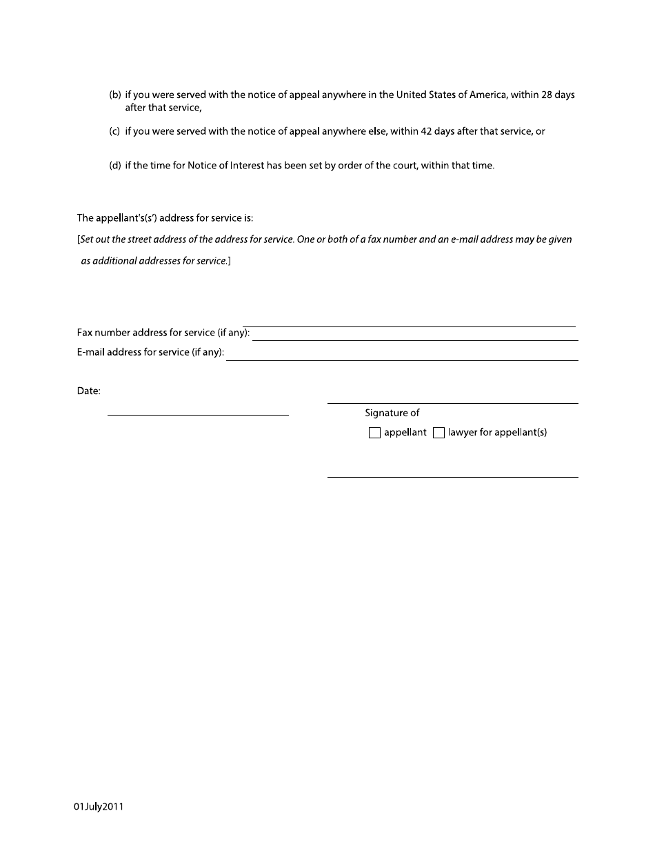 Form 73 Notice of Appeal if Directions Required - British Columbia, Canada, Page 3