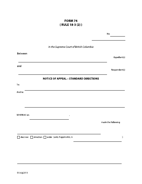 Form 74  Printable Pdf