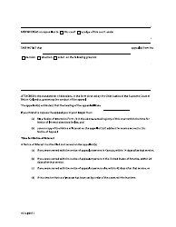 Form 74 Notice of Appeal &quot; Standard Directions - British Columbia, Canada, Page 2