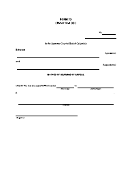 Form 75 Notice of Hearing of Appeal - British Columbia, Canada