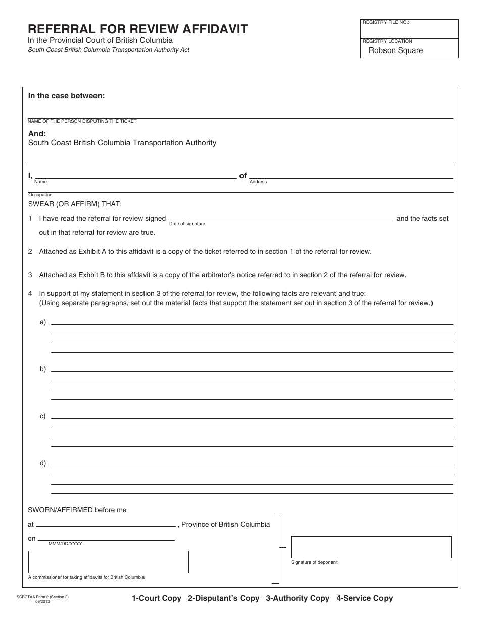 SCBCTAA Form 2 Referral for Review Affidavit - British Columbia, Canada, Page 4