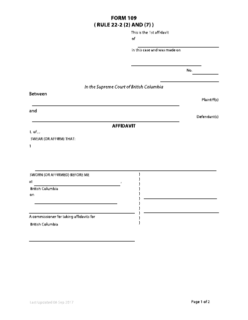 Form 109  Printable Pdf