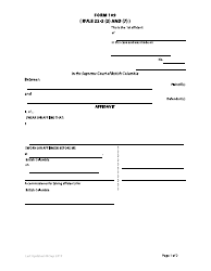 Form 109 Affidavit - British Columbia, Canada