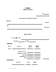 Document preview: Form 62 Bill of Costs - British Columbia, Canada